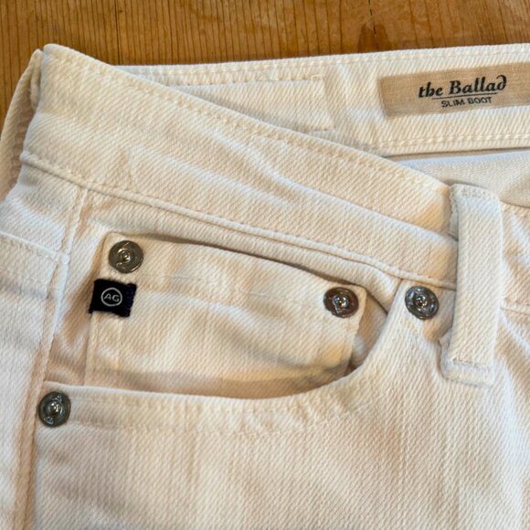 AG Adriano Goldschmied The Ballad Slim Boot Jeans White Denim Size 26R - Picture 5 of 12